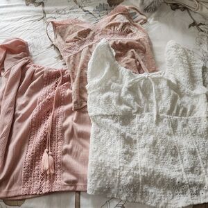 Divided Pink and White Lace Chemise Set